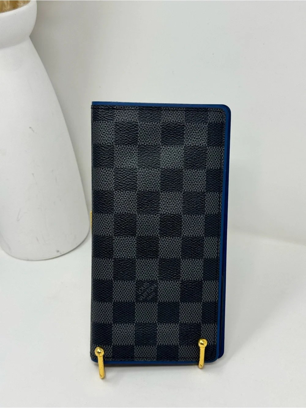 💯Authentic LOUIS VUITTON Brazza Damier Graphite Bifold Wallet Black/Blue
